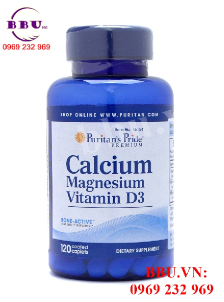Viên canxi calcium magnesium vitamin d3 puritan's pride của mỹ 120 viên