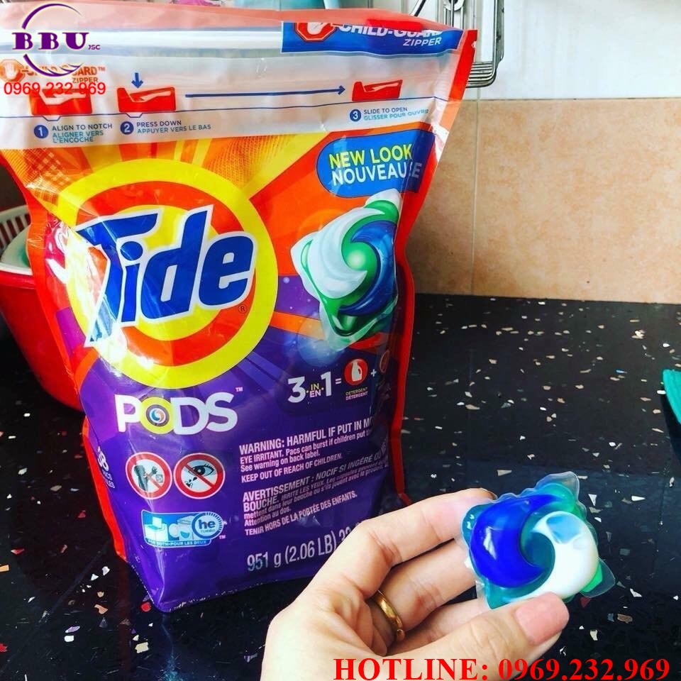 Viên giặt tide pods 3 in 1 gói 42 viên