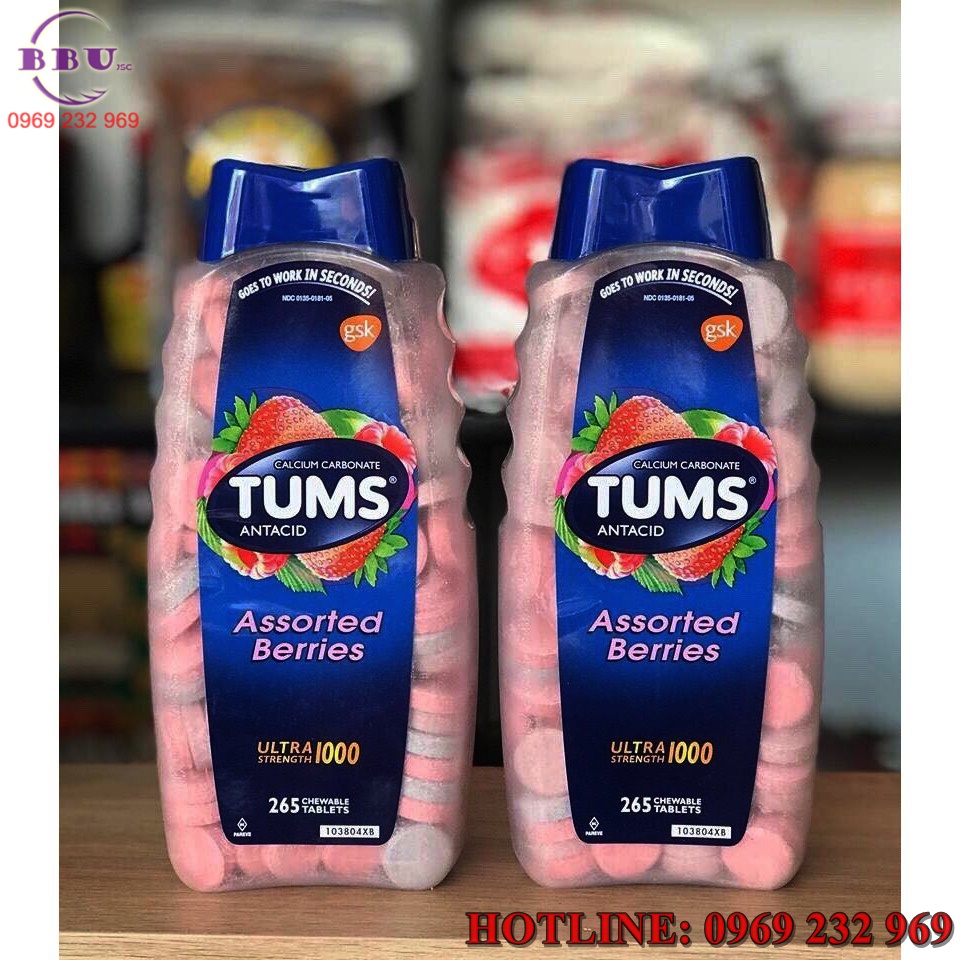 Viên nhai trị đau dạ dày tums extra strength 750mg