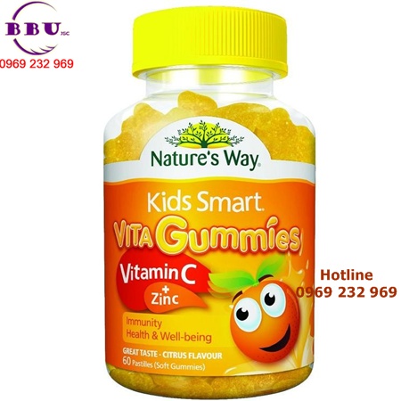 Kẹo dẻo bổ sung vitamin c và kẽm cho bé của nature’s way kids smart vita gummies 60 viên của úc