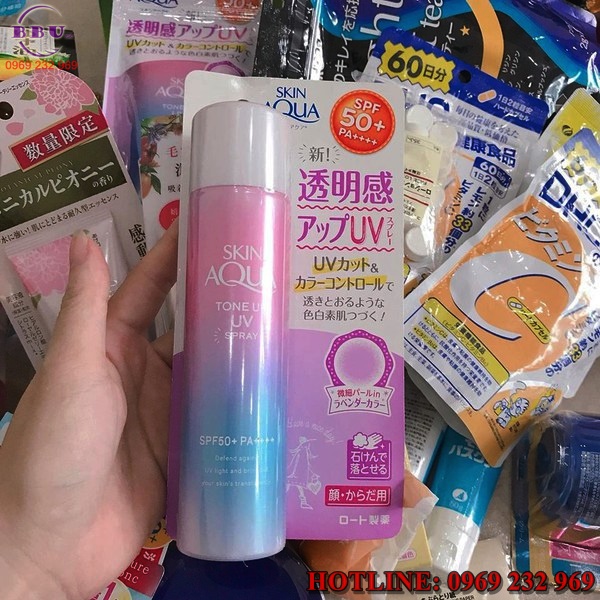Xịt chống nắng skin aqua tone up uv spf 50+